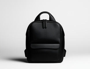sleek black backpack with minimalist design, perfect for daily use or travel. Its durable material and spacious interior make it practical choice for carrying essentials
