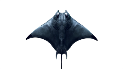Manta Ray Silhouette Marine Life Isolated on Transparent Background for Ocean Conservation Education and Digital Art