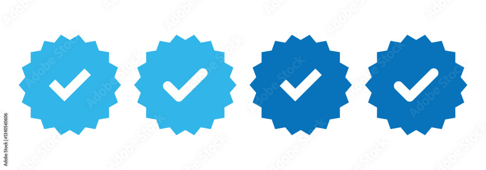 Poster blue check mark tick verification icon. blue checkmark icons verified badge icon tick symbol vector 