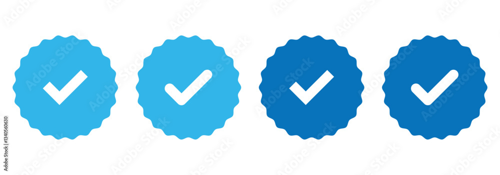 Poster blue check mark tick verification icon. blue checkmark icons verified badge icon tick symbol vector 