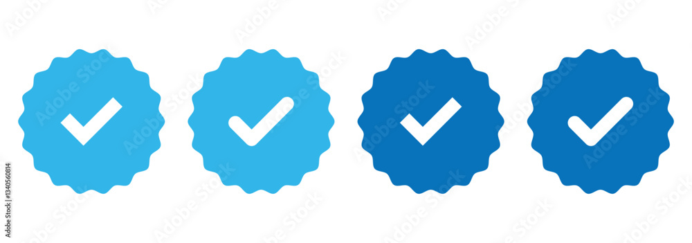 Poster blue check mark tick verification icon. blue checkmark icons verified badge icon tick symbol vector 