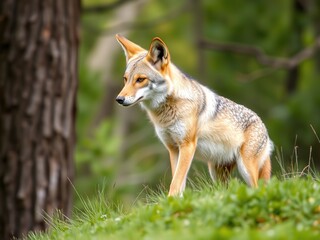 Fototapeta premium Solitary Coyote Silhouette, Perfect for Design Elements