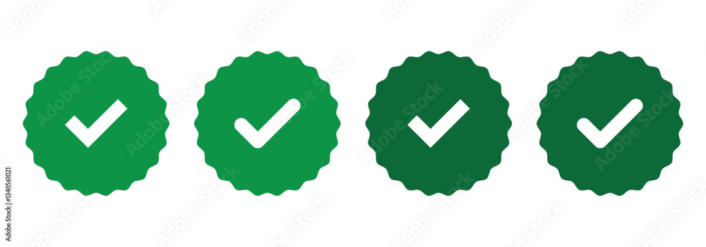 Aufkleber green checkmark, green tick, check mark icon button set. tick mark with checkbox icon. green checkma