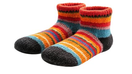 Colorful hand-knit socks perfect for cozy evenings in winter