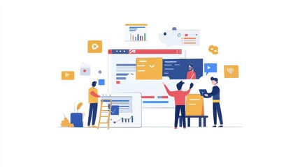 On-Page Optimization Techniques, on-page optimization techniques with an image depicting web developers optimizing meta tags, headings, AI illustration