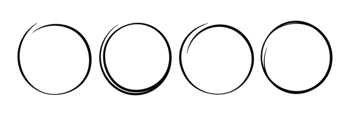 Hand drawn circle line set vector illustration.