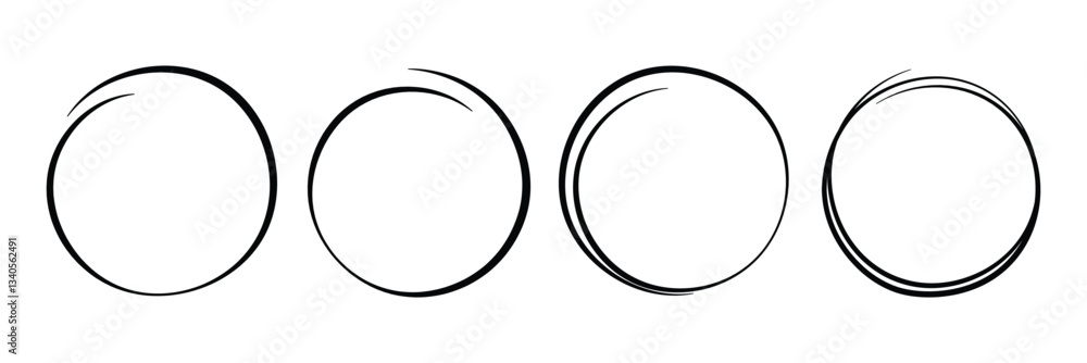 Poster vector circular ink stroke set. hand drawn design elements for branding and labels. hand draw ink br