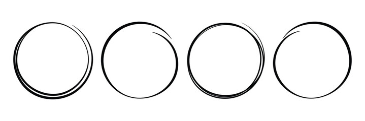 Vector circular ink stroke set. Hand drawn design elements for branding and labels. Hand draw ink brush circles. A vector set of circular strokes on a white background.