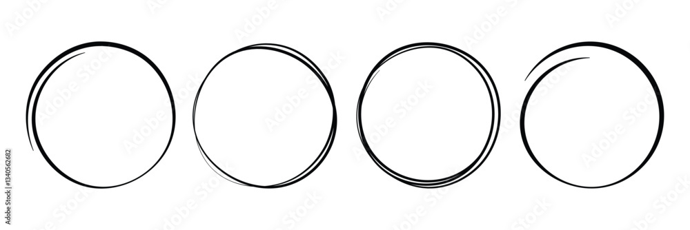 Poster vector circular ink stroke set. hand drawn design elements for branding and labels. hand draw ink br