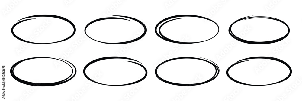 Poster vector circular ink stroke set. hand drawn design elements for branding and labels. hand draw ink br