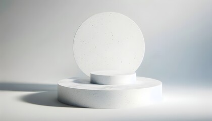 PNG Circle podium White terrazzo minimal product furniture.