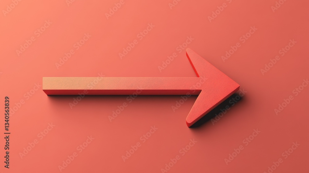 Poster minimalist single red arrow pointing right in a flat design