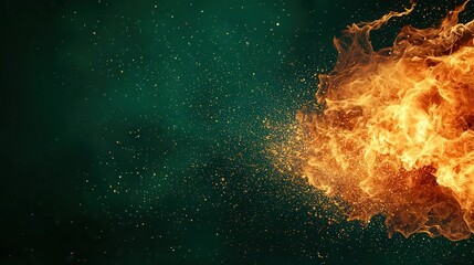 Fototapeta premium Sparking electrical fire igniting with a burst of flames, green screen background