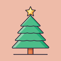 Vector Christmas tree with ornaments and star, A festive vector illustration of a Christmas tree decorated with colorful ornaments and a bright star, symbolizing holiday joy and celebration.  
