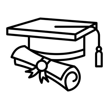 toga hat and certificate icon