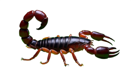 Dark Red Scorpion Dangerous Animal Isolated on Transparent Background for Wildlife Education and Arachnid Study Reference