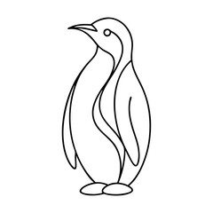 Obraz premium Simple line drawing of a Penguin on a transparent background, minimalist design 