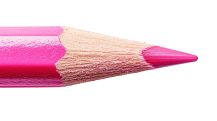 Vibrant pink pencil tip poised for artistic creation in a minimalistic setting