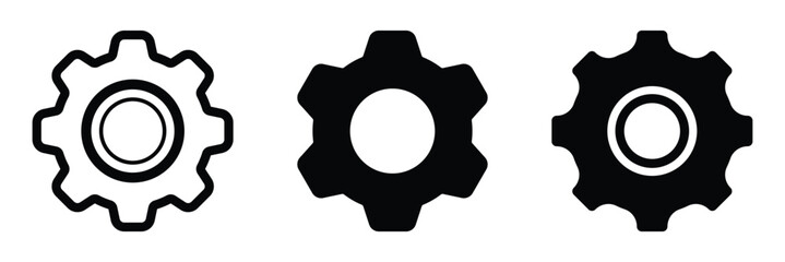 Settings icon. Gear setting icon set. Cog wheel icon. Black settings gear icon. Simple cogwheel vector for digital and print use.