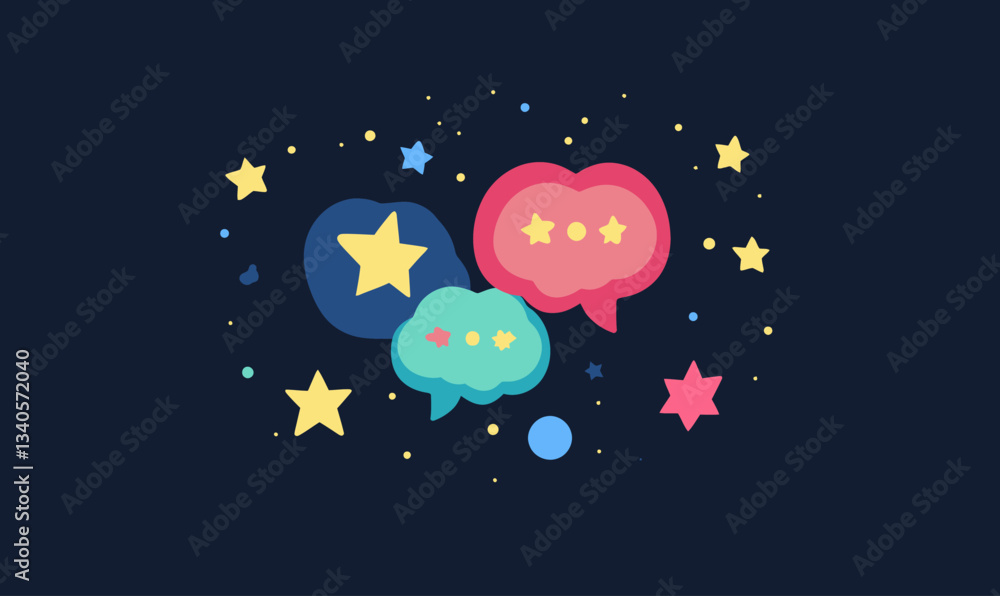 Poster ai text and image generator icon with magic stars and chat brain assistant