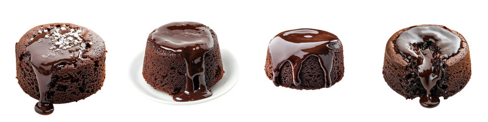 Obraz premium An assortment of rich indulgent chocolate cakes with luscious ganache smooth frosting and other tempting toppings and textures