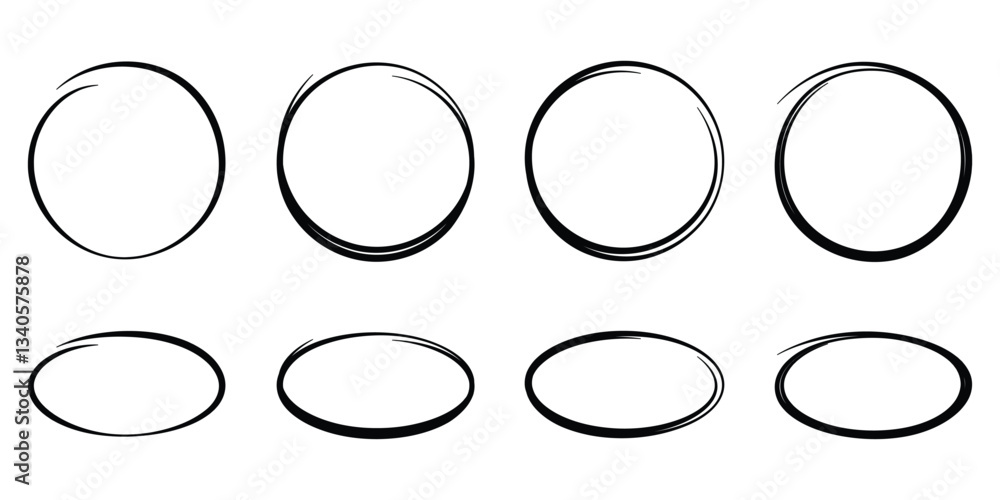 Aufkleber vector set of hand drawn circular scribbles. doodle style round circles for message notes, graffiti 