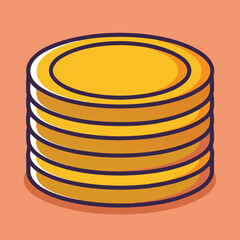 Vector illustration of a stack of golden coins, A vector illustration of a stack of golden coins, representing wealth, savings, and financial growth. Ideal for finance, economy, and investment themes.