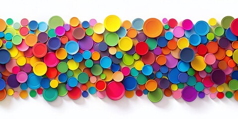 Panoramic Abstract Colorful Circles Geometric Pattern Background