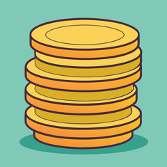 Vector illustration of a stack of gold coins, A vector illustration of a stack of gold coins, symbolizing wealth, savings, and financial growth. Ideal for finance, money, and investment themes.
