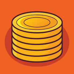 Vector illustration of a stack of gold coins, A vector illustration of a stack of gold coins, symbolizing wealth, savings, and financial growth. Ideal for money and investment themes.
