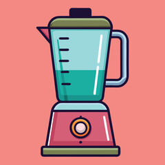 Vector illustration of a vintage kitchen blender, A vector illustration of a vintage-style kitchen blender with a colorful design, featuring a clear container and retro aesthetic. Ideal for kitchen an