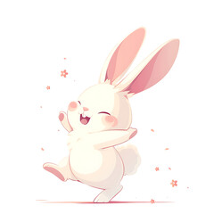 Adorable and Playful Rabbit Engaged in Various Activities, Minimalist and Logo-Style Designs illustrator.