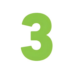 Naklejka premium A vivid illustration showcasing a bright green number three with a distinct white outline design transparent background