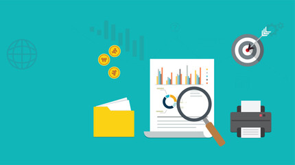 Flat chart analysis graph PPT background, infographic template, website, homepage, visual, vector icon