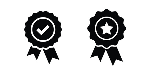 Quality badge and certification icon set. Includes banners, ribbons, premium labels, guarantee symbols, and medals.
