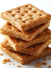 Fototapeta premium A Stack of Delicious Golden Brown Crackers