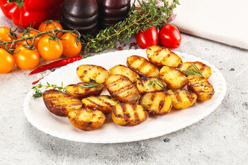 Grilled young small baby potato
