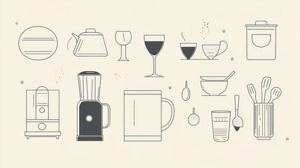 Modern kitchenware icons