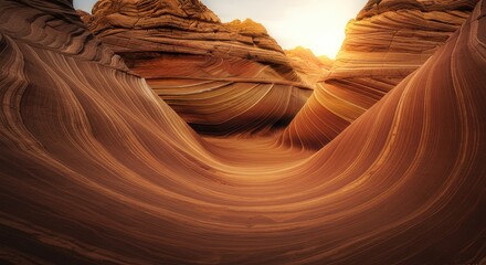 Sandstone Canyon Carved by Time at Sunset with Striking Geological Formations