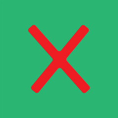Obraz premium Red Cross Icon on Green Background – Error, Cancel, or Wrong Symbol