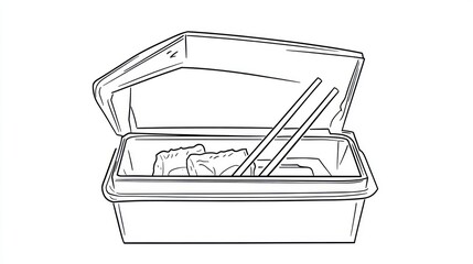 Disposable food container with chopsticks