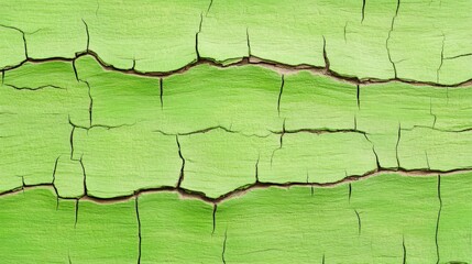 A textured surface of cracked green paint, revealing a weathered wood texture underneath, showcasing the contrast between colors and patterns, Tree Bark Texture natural  close-up