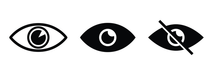 Obraz premium Hide and show password icon. Eye symbol for visibility and invisibility settings. Vector EPS 10.