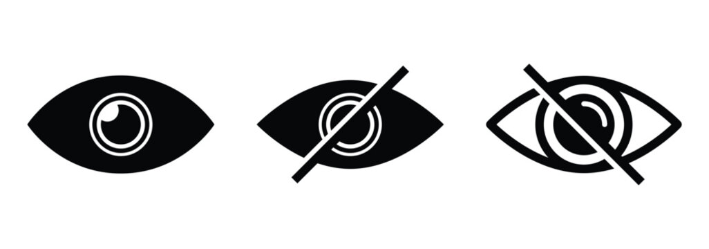 Hide and show password icon. Eye symbol for visibility and invisibility settings. Vector EPS 10.