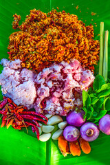 Food Series : Ingredients for making Sai Oua or Northern Thai style sausage