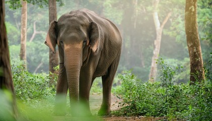 Fototapeta premium beauty elephant pose on forest