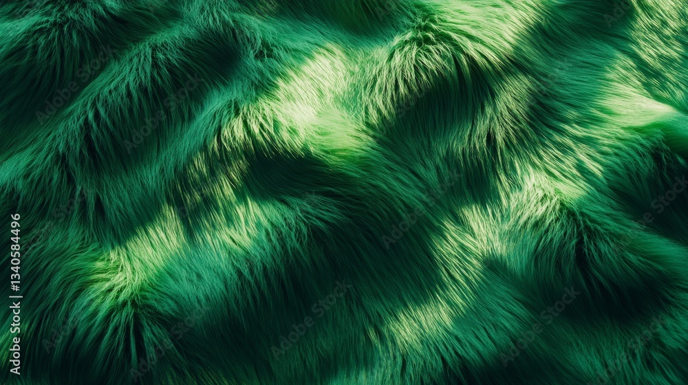 Poster soft green textured fur close-up with light and shadow. nature abstract background