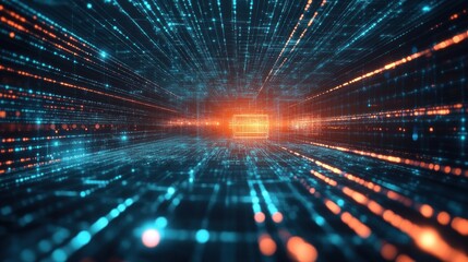 Fototapeta premium Abstract futuristic digital data stream with glowing lines and connections