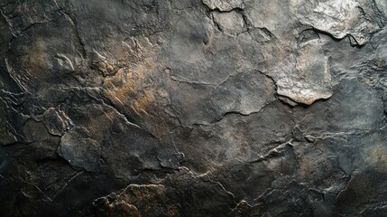 Fototapeta premium Dark gray and gold textured stone surface.