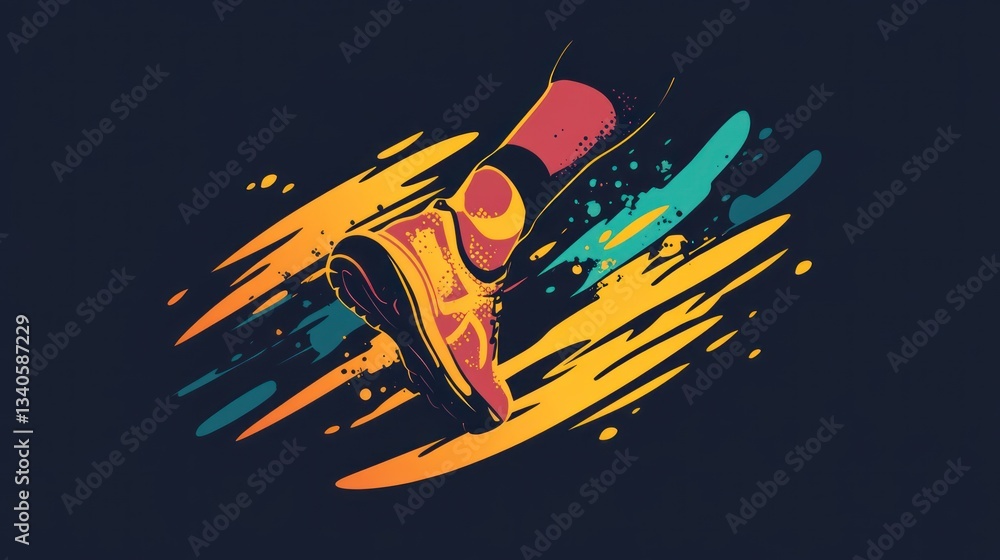 Poster abstract running shoe in motion: a dynamic design